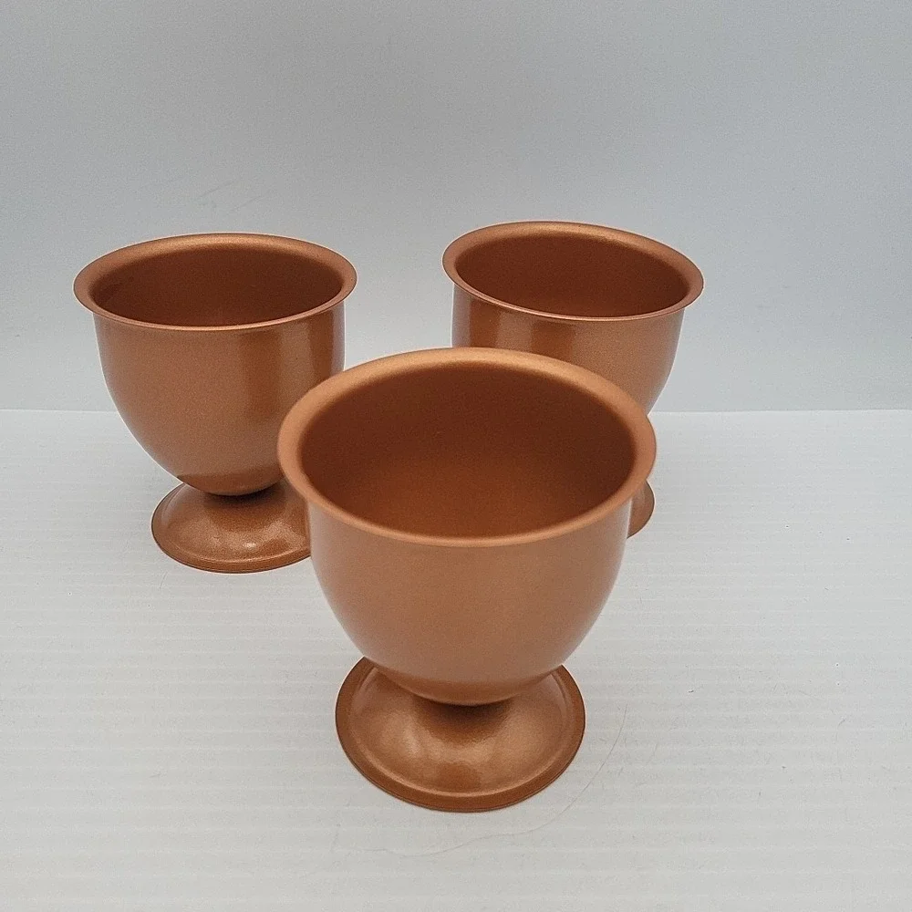 Vintage Metallic Copper Colored Pedestal‎ Non-Food Set of 3 Cups